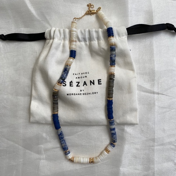 Sezane Josh Necklace Blue/Gray/Ecru HTF - Picture 5 of 5